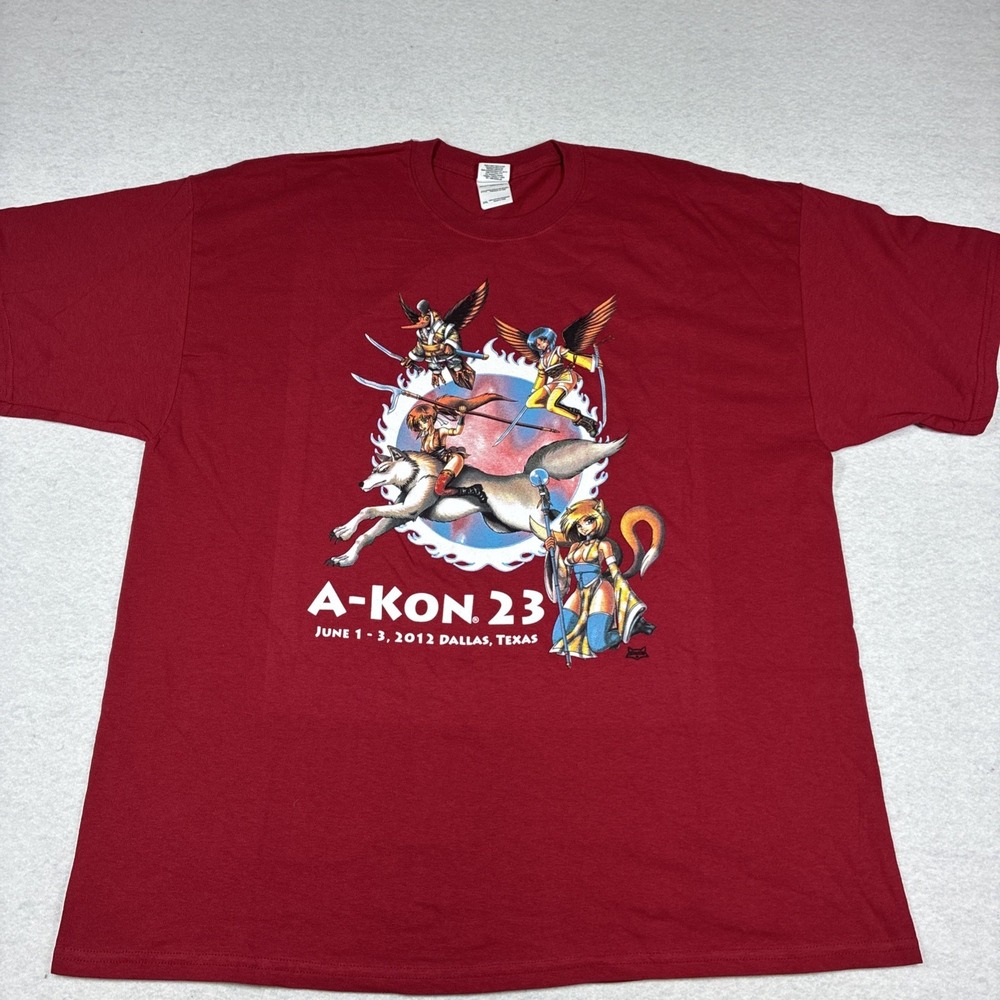 A-kon 23 Anime Convention Dallas Texas 2012 Rare Staff Shirt 2XL XXL Red